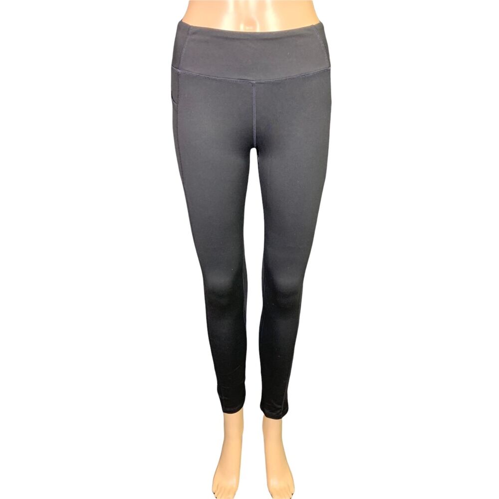 Kyodan Womens Leggings Ankle Length Athletic Workout Skinny Stretch Black Small